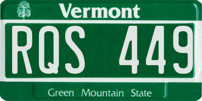 VT license plate RQS449