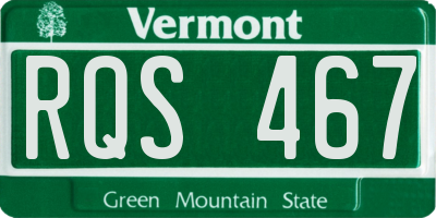 VT license plate RQS467