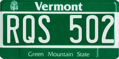 VT license plate RQS502