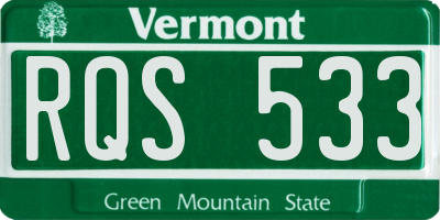 VT license plate RQS533