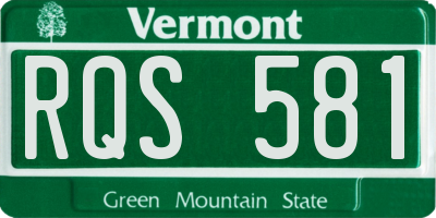 VT license plate RQS581