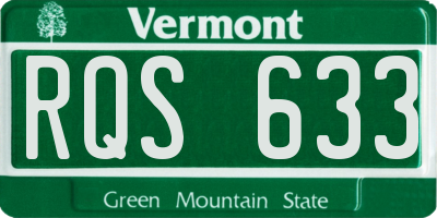VT license plate RQS633