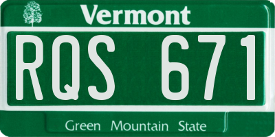VT license plate RQS671