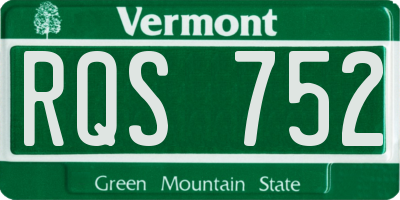 VT license plate RQS752