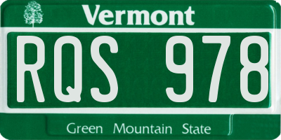 VT license plate RQS978