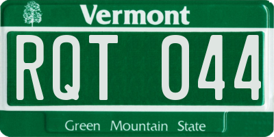 VT license plate RQT044