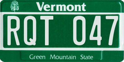 VT license plate RQT047