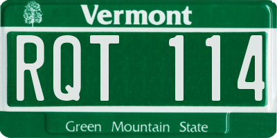 VT license plate RQT114