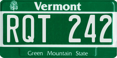 VT license plate RQT242