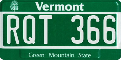 VT license plate RQT366