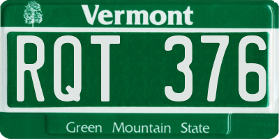 VT license plate RQT376