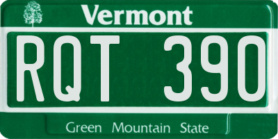 VT license plate RQT390