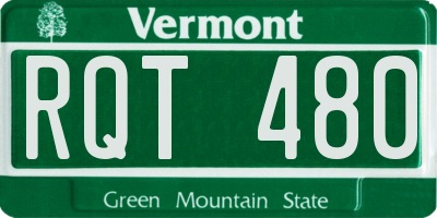 VT license plate RQT480