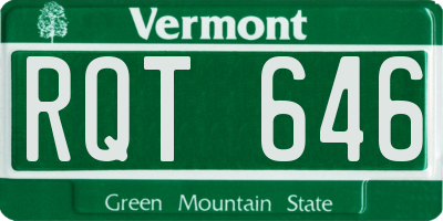 VT license plate RQT646