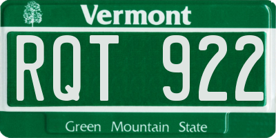 VT license plate RQT922