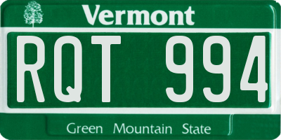 VT license plate RQT994