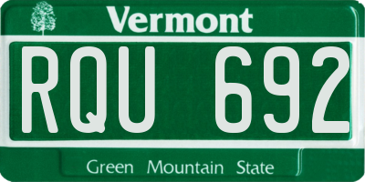 VT license plate RQU692