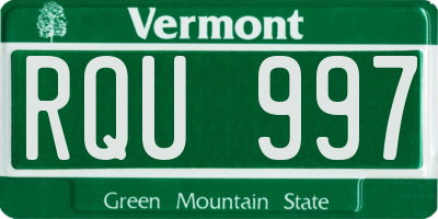 VT license plate RQU997