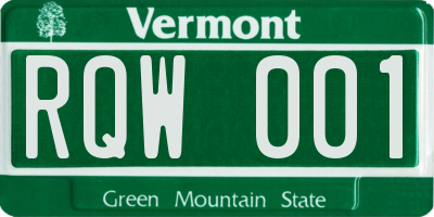 VT license plate RQW001