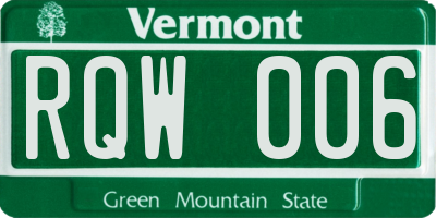 VT license plate RQW006