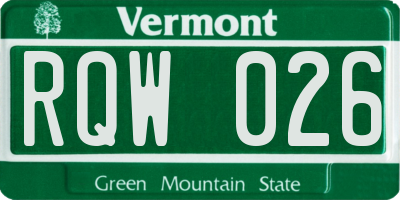 VT license plate RQW026