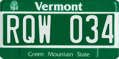 VT license plate RQW034