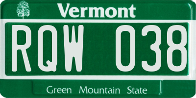 VT license plate RQW038