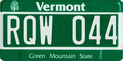 VT license plate RQW044