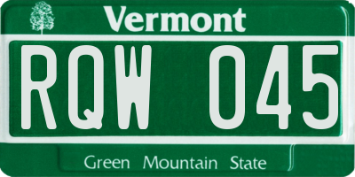 VT license plate RQW045