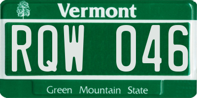 VT license plate RQW046
