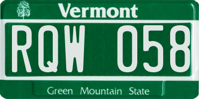 VT license plate RQW058