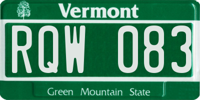 VT license plate RQW083