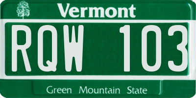 VT license plate RQW103
