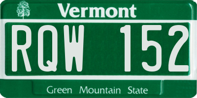 VT license plate RQW152