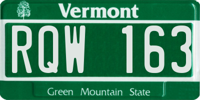 VT license plate RQW163