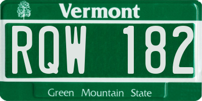 VT license plate RQW182