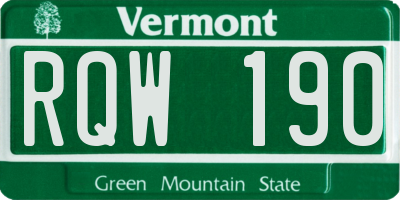 VT license plate RQW190