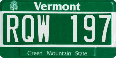 VT license plate RQW197
