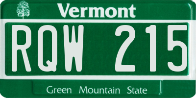 VT license plate RQW215