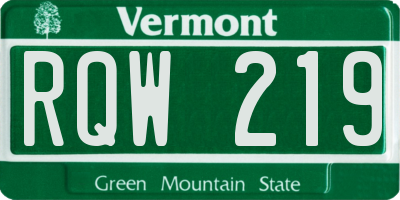 VT license plate RQW219