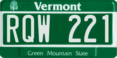 VT license plate RQW221