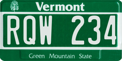 VT license plate RQW234
