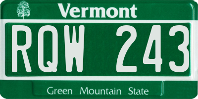 VT license plate RQW243