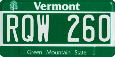 VT license plate RQW260