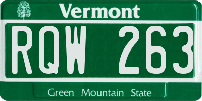 VT license plate RQW263