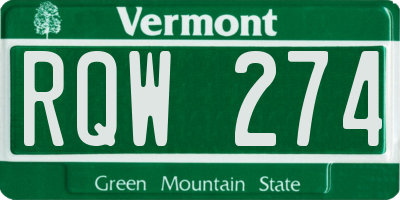 VT license plate RQW274