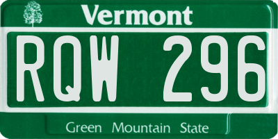 VT license plate RQW296