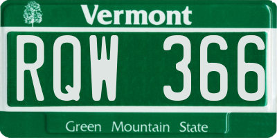 VT license plate RQW366