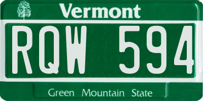 VT license plate RQW594