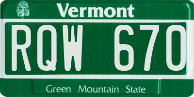 VT license plate RQW670